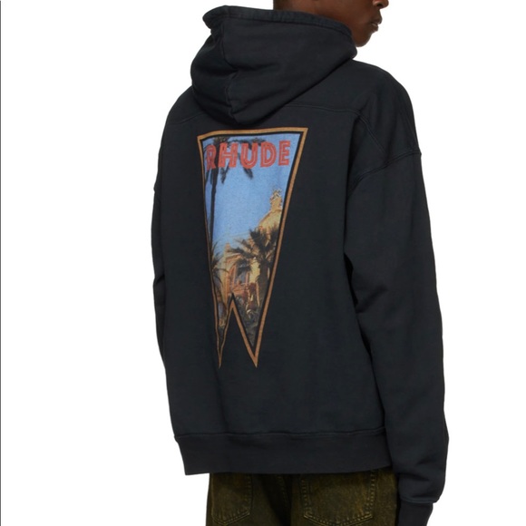 Rhude Stamp Hoodie in Black - Picture 3 of 5